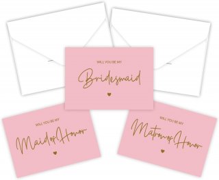 10 Packs Will You Be My Bridesmaid Card Set-Pink