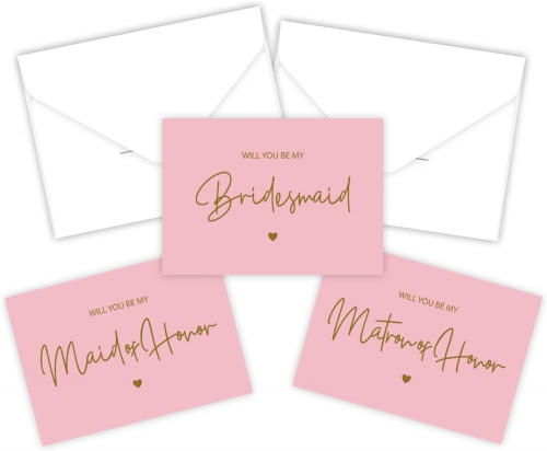 10 Packs Will You Be My Bridesmaid Card Set-Pink