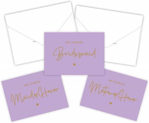 8 Bridesmaid Cards, 1 Maid of Honor Cards, 1 Matron of Honor Card with 10 Envelopes.