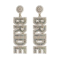 Beaded Wedding Bridal Dangle Earrings-White
