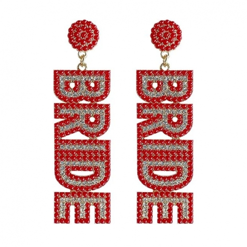 Rhinestone Beaded Earring For Bride
