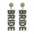 Black Beaded Wedding Bridal Dangle Earrings