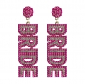 Rose Pink Rhinestone Beaded Earring Wedding Jewelry