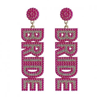 Rose Pink Rhinestone Beaded Earring Wedding Jewelry