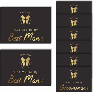 Set of 8 Groomsmen Cards-Black