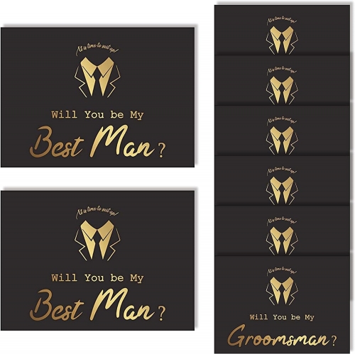 Set of 8 Groomsmen Cards-Black