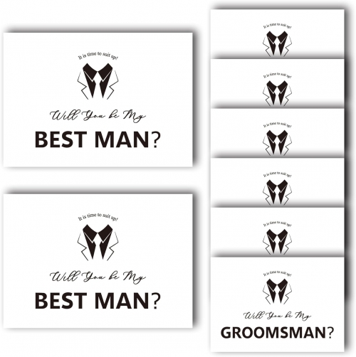 White 6 Pieces Will You Be My Groomsman and 2 Pieces Will You Be My Best Man