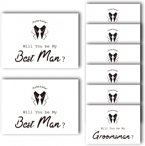 White Set of 8 Groomsmen Cards