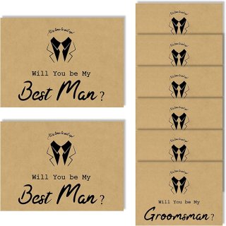 Brown 6 Pieces Will You Be My Groomsman and 2 Pieces Will You Be My Best Man