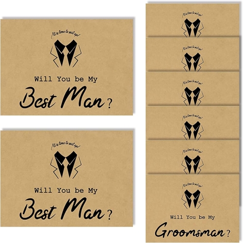 Brown 6 Pieces Will You Be My Groomsman and 2 Pieces Will You Be My Best Man