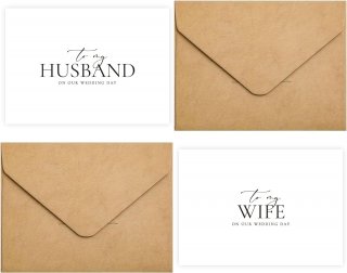 Set of 2 Wedding Cards for Husband and Wife with Matching Envelopes