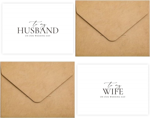 Set of 2 Wedding Cards for Husband and Wife with Matching Envelopes